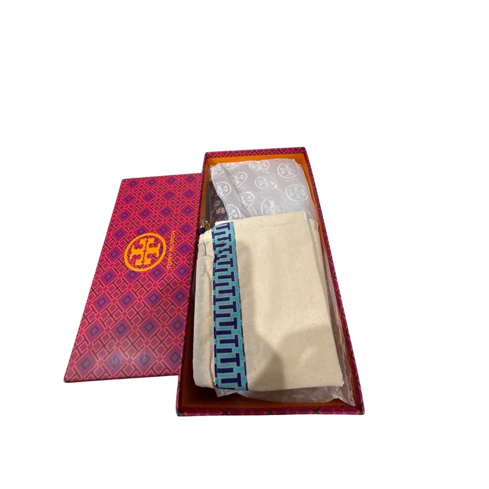 Tory Burch Jacquard Smoking Slipper Loafer Plum Gold Floral Size 7 NIB - Picture 11 of 11